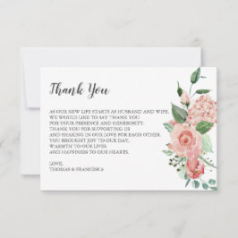 Rosa Floral Watercolor Boda Gracias Tarjeta