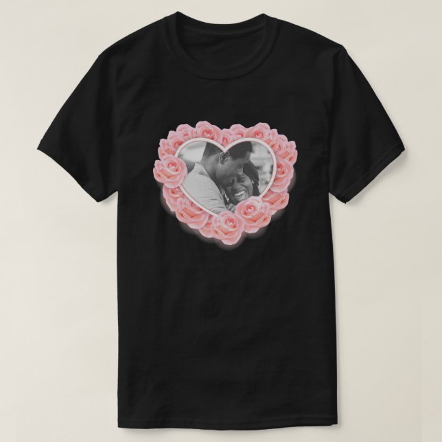 Rosa fotográfico personalizado Corazón de camiseta (Diseño del anverso)