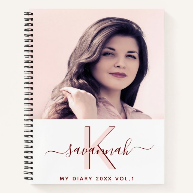 Rosa fotográfico personalizado diario monograma bl (Anverso)