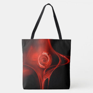 ROSA FRACTAL ROJO EN bolsa de té grande NEGRO