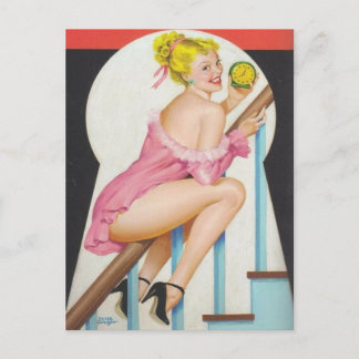 Rosa fuerte! Agujero clave Tarjeta postal de arte