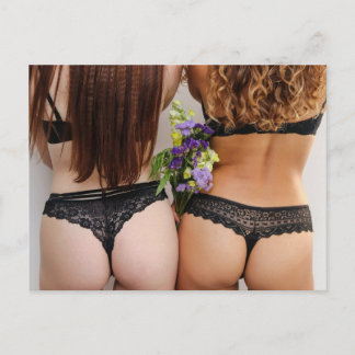 Rosa fuerte! ¡Sexy! postal de modelo de lencería