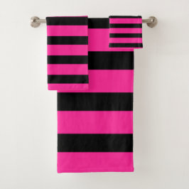 Rosa Fuerte y Negro Moda Raya Rayas