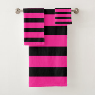 Rosa Fuerte y Negro Moda Raya Rayas