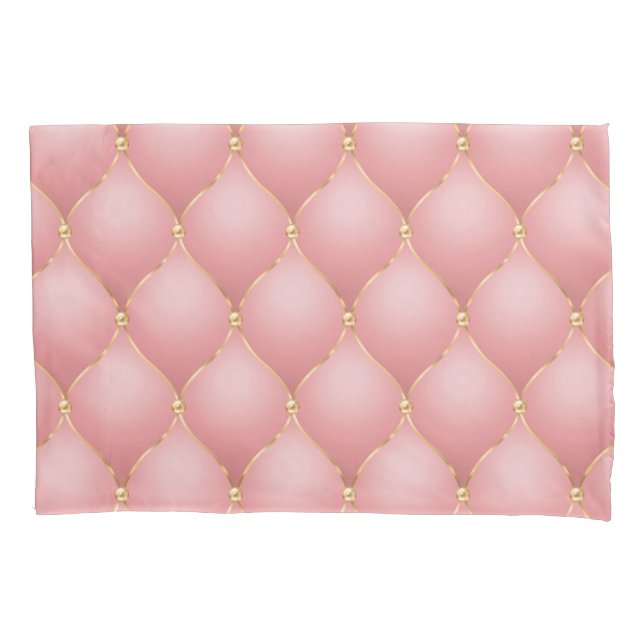 Rosa Funda de almohadas con diamantes de oro (Anverso)