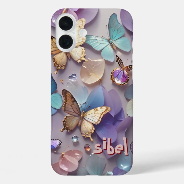 Rosa Funda Monogramado de Mariposa Dorada - Mate i (Reverso )