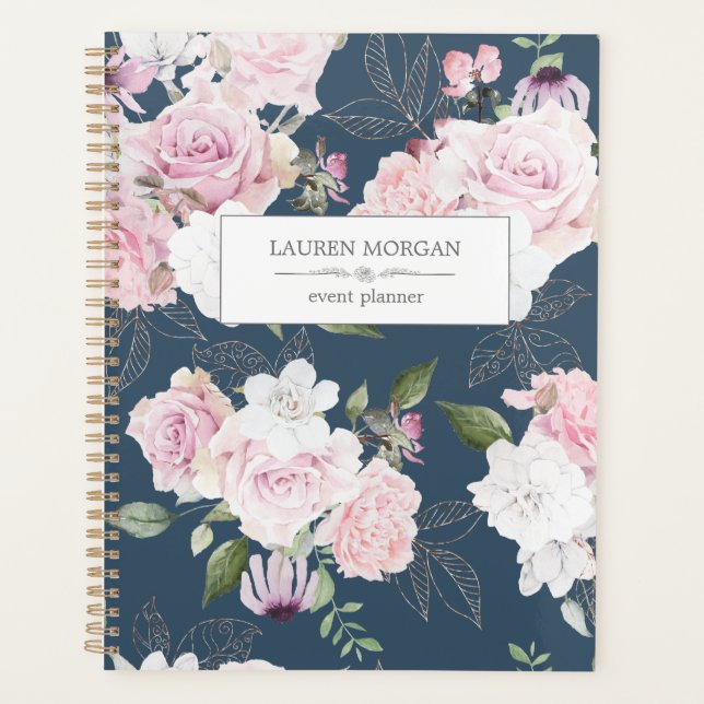 Rosa Garden Blue | Planificador personalizado (Anverso)