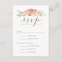 Rosa Garden Floral Wedding RSVP con opciones de me