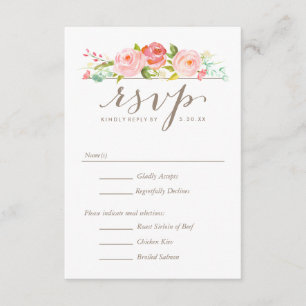 Rosa Garden Floral Wedding RSVP con opciones de me