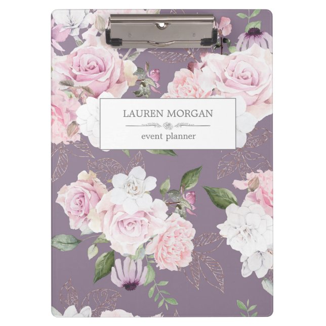 Rosa Garden Mauve | Portapapeles personalizado (Anverso)