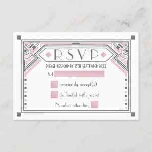 Rosa - Gatsby gris estilo Art Deco Boda RSVP