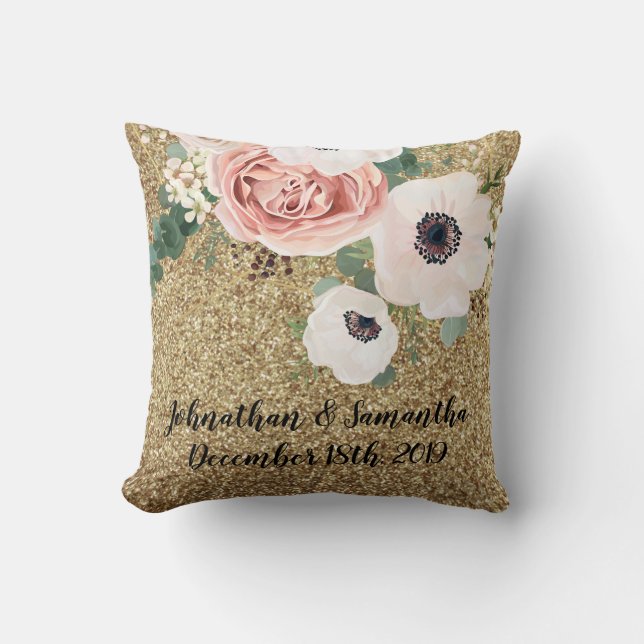 Rosa geométrico Cojín decorativo personalizado de  (Anverso)