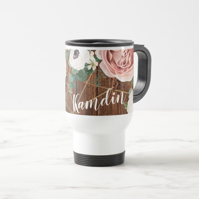 Rosa geométrico personalizado de 15 onzas de taza  (Anverso derecho)