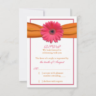 Rosa Gerber Daisy Cinta Naranja Boda RSVP Respuest