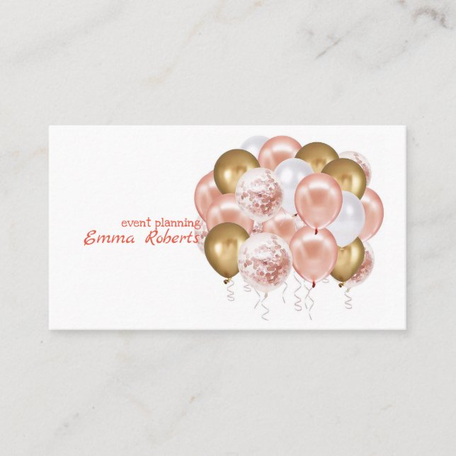Rosa Globos de oro tarjeta de visita moderna (Anverso)