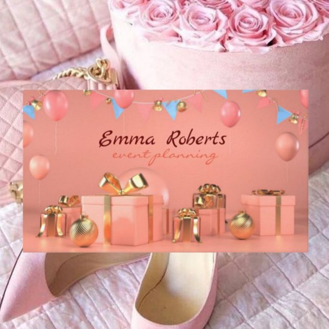 Rosa Globos de oro tarjeta de visita moderna (Subido por el creador)