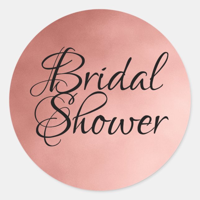 Rosa Gold Bridal Shower Sello para sobres Negro Te (Anverso)