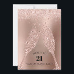 Rosa Gold Champagne Toast 21st Birthday Card<br><div class="desc">En un rosa de oro de fondo gafas de champán de diamante tostaron el cumpleaños 21 de un amigo o familiar. El saludo en la parte trasera de la tarjeta dice actualmente: "Aquí hay un brindis virtual por tu cumpleaños 21 y sentidos deseos por un año lleno de divertidas y...</div>