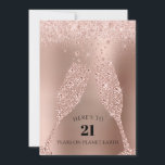 Rosa Gold Champagne Toast 21st Birthday Card<br><div class="desc">En un rosa de oro de fondo gafas de champán de diamante tostaron el cumpleaños 21 de un amigo o familiar. El saludo en la parte trasera de la tarjeta dice actualmente: "Aquí hay un brindis virtual por tu cumpleaños 21 y sentidos deseos por un año lleno de divertidas y...</div>