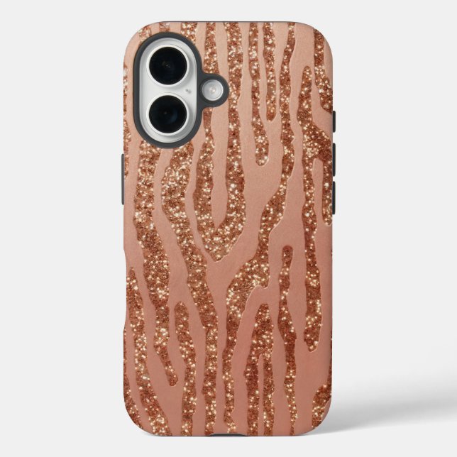 Rosa Gold Faux Bois iPhone 16 Funda (Reverso )