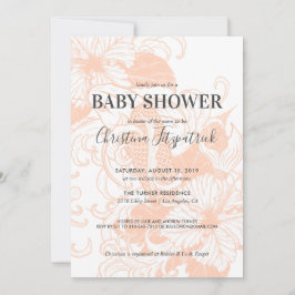 Rosa Gold Floral Koi | Invitación de Baby Shower