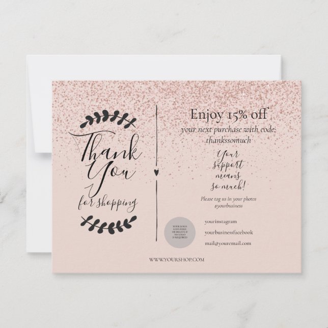 Rosa Gold Gracias Por Comprar Tarjeta De Descuento (Anverso)