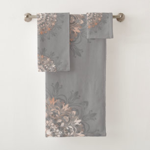 Rosa Gold Gray Floral Mandala