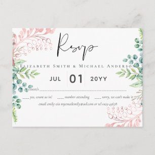 Rosa Gold Greenery Wedding RSVP MENU