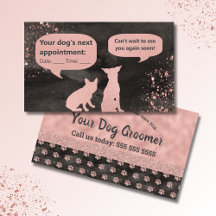 Rosa Gold Paw Imprime Tarjeta de Cita Perro Groome