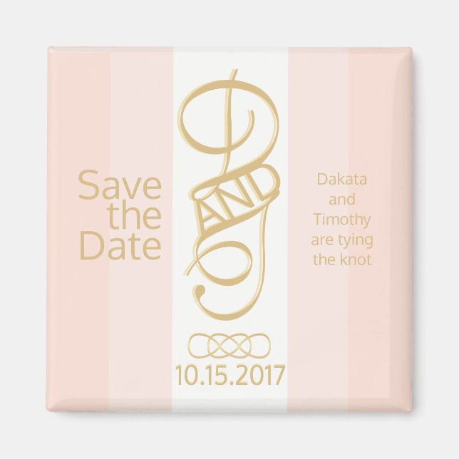 Rosa Gold Rubor Guardar el imán de fecha (Frente)