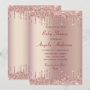 Rosa Gold Rubor Luxury Baby Boy Invitación a la du