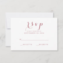 Rosa Gold Simple Elegant Script Wedding RSVP