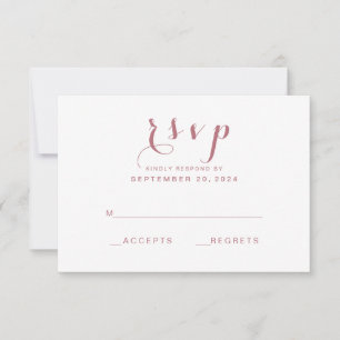 Rosa Gold Simple Elegant Script Wedding RSVP