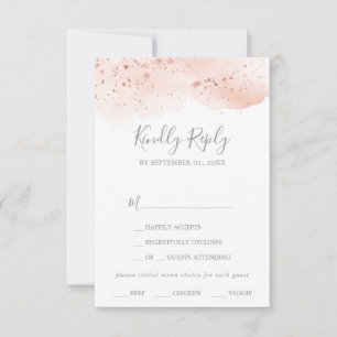 Rosa Gold Watercolor Menú Elección Tarjeta RSVP
