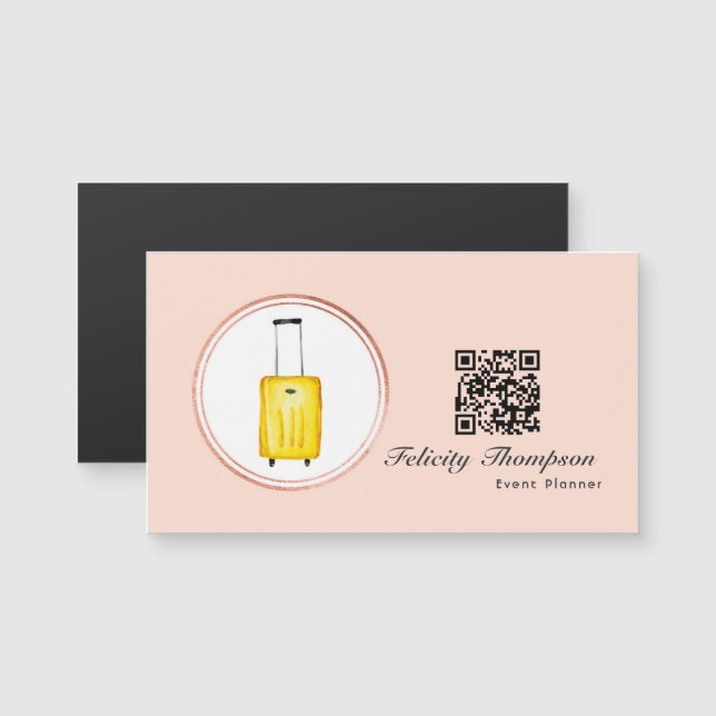 Rosa Gold y Rubor Pink Event Planner QR Code (Anverso/Reverso)