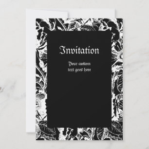 Rosa gótico blanco en negro invitación grande