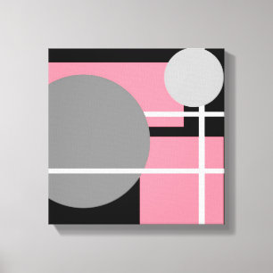 Rosa gris negro blanco moderno - Lienzo envuelto