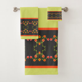 Rosa gris oscuro con acento floral Naranja