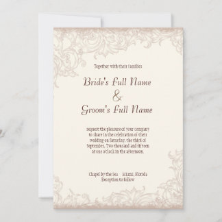 Rosa inglés antiguo - Invitación a la boda crema