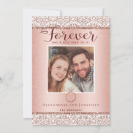 Rosa Invitación de fotos de compromiso de oro