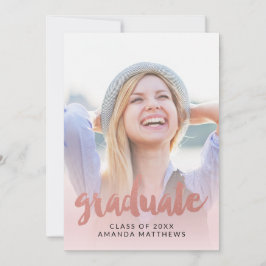 Rosa Invitación de graduación de foto con guión do