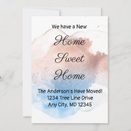 Rosa Invitación móvil de oro y salpicaduras azules