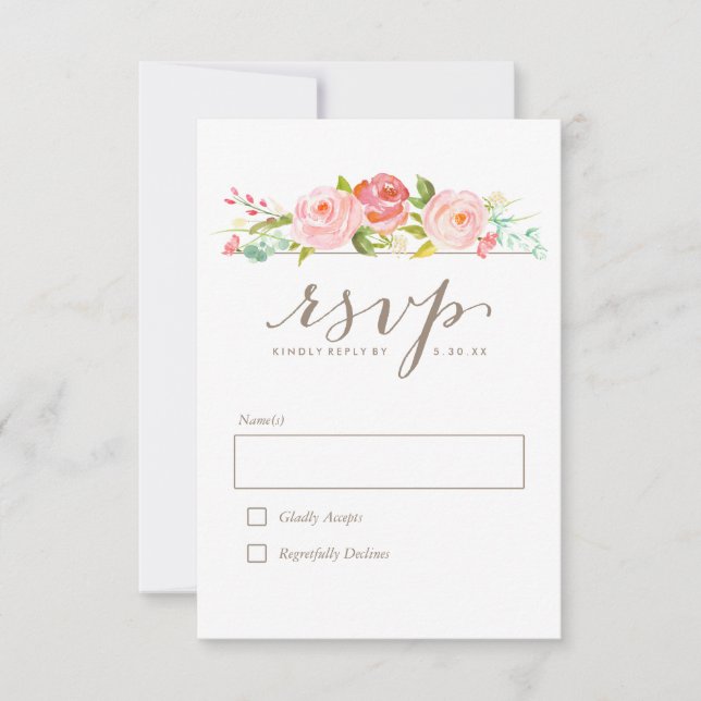Rosa Jardín Boda Floral RSVP (Anverso)