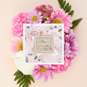 rosa jardín elegante floral cuadrada tarjeta de vi