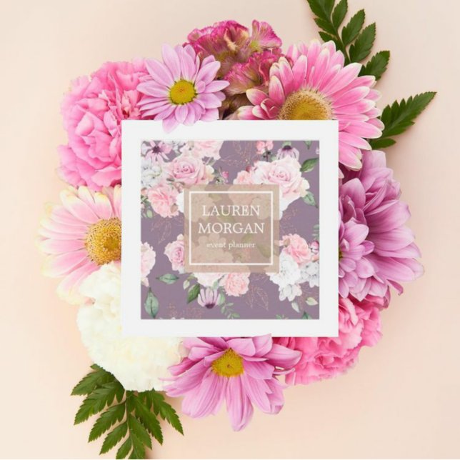 rosa jardín elegante floral cuadrada tarjeta de vi (Subido por el creador)