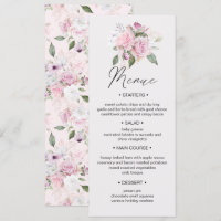 Rosa Jardín floral Boda Cena Menue Invitación