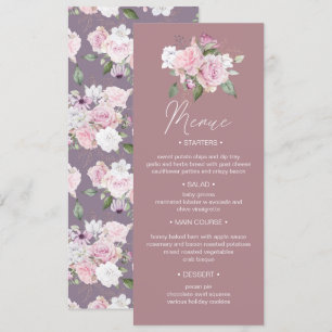Rosa Jardín floral Boda Cena Menue Invitación