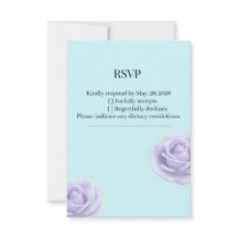 Rosa Lavanda Con RSVP De Boda Azul