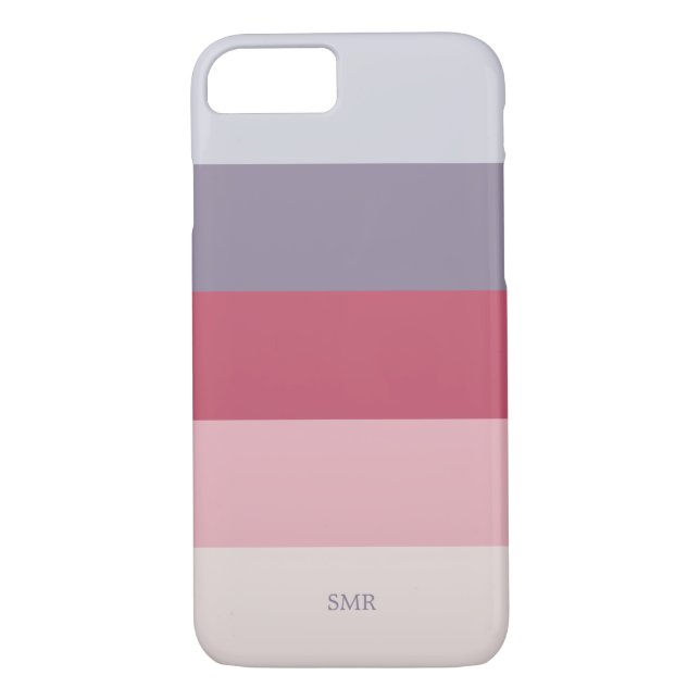 Rosa Lavanda Purple Pink Stried Monograma Funda (Reverso)