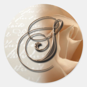 Rosa Letra monograma S Sello para sobres Boda